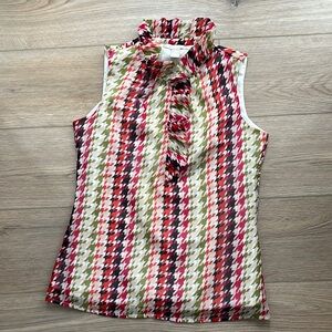 Banana Republic multicolor houndstooth sleeveless blouse XS